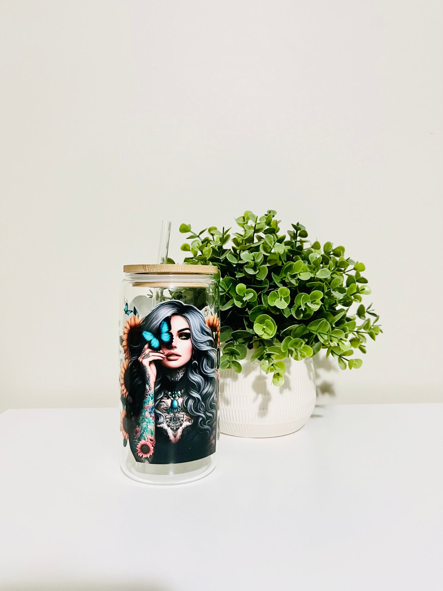 Tattoo Girl Glass Cup